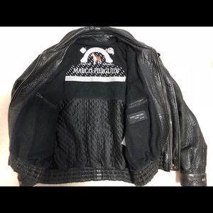 Black leather bomber